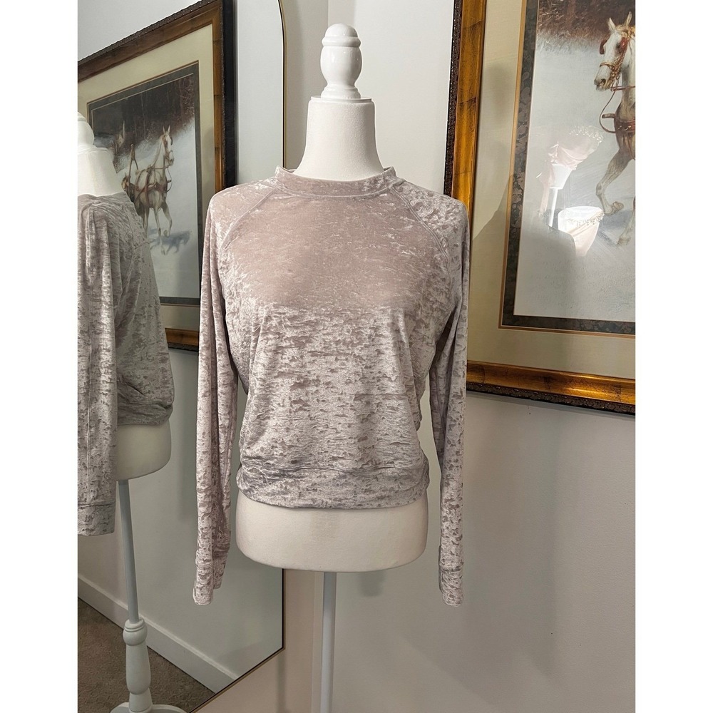 Lululemon Crushed Velvet Long Sleeve Top Blush Velour  cozy  fits  S-M